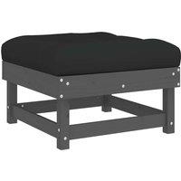 Berkfield Home Garden Footstool with Cushion Grey Solid Wood Pine