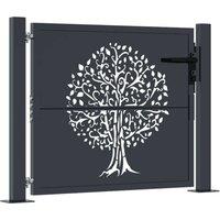 Berkfield Home Garden Gate Anthracite 105x105 cm Steel Tree Design