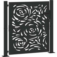 Berkfield Home Garden Gate Black 105x106 cm Steel Flame Design