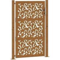 Berkfield Home Garden Gate 105x155 cm Weathering Steel Leaf Design in Brown