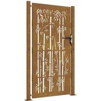 Berkfield Home Garden Gate 105x205 cm Corten Steel Bamboo Design in Brown