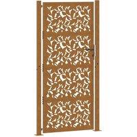 Berkfield Home Garden Gate 105x205 cm Weathering Steel Leaf Design in Brown