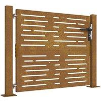 Berkfield Home Garden Gate 105x80 cm Corten Steel Square Design in Brown