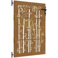 Berkfield Home Garden Gate 85x150 cm Corten Steel Bamboo Design in Brown