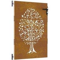 Berkfield Home Garden Gate 85x150 cm Corten Steel Tree Design in Brown