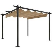 Berkfield Home Garden Gazebo with Retractable Roof 3x3 m Taupe in Beige