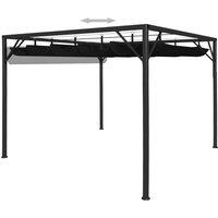 Berkfield Home Garden Gazebo with Retractable Roof Canopy 3x3 m Anthracite in Black