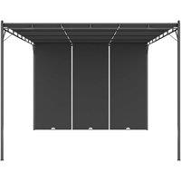Berkfield Home Garden Gazebo with Side Curtain 4x3x2.25 m Anthracite in Black