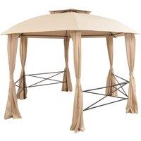 Berkfield Home Garden Marquee Pavilion Tent with Curtains Hexagonal 360x265 cm in Beige