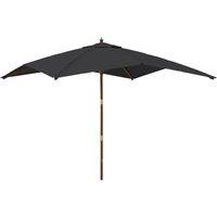 Berkfield Home Garden Parasol with Wooden Pole Black 300x300x273 cm | Size: 300 x 300 x 273 cm