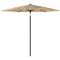 Berkfield Home Garden Parasol with LEDs & Steel Pole Brown 268x268x226 cm | Size: 268 x 268 x 226 cm