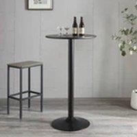 Kelvenix Round Bar Table 60CM Top for Coffee Dining Kitchen in Black