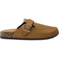 MODISHION Women's Fashionable Closed-Toe Slip-On Mules Sandals in Camel | Size: 7