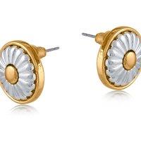 BIG METAL LONDON Women's FLEUR BUTTON TWO TONE EARRINGS in Silver | Size: 2 cm