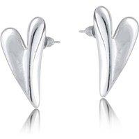 BIG METAL LONDON Women's CASSIA FOLDED HEART STUD EARRINGS in Silver | Size: 3 cm