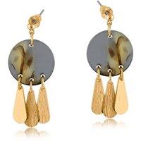 BIG METAL LONDON Women's CAPRI METAL & RESIN DROP EARRINGS in Grey | Size: 3 cm