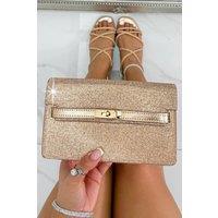 Love Lemonade Women's Crystal Rhinestone Chain Strap Evening Clutch Bag in Rose Gold