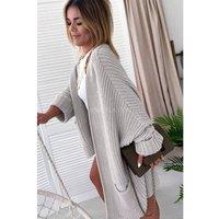 Everyday The Label Women's Gray Oversized Fold Over Sleeve Sweater Cardigan in Grey | Size: Small