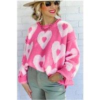 Everyday The Label Women's Bonbon Pearl Beaded Heart Drop Shoulder Sweater | Size: Large