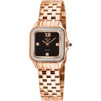 GV2 Women's Milan Swiss Quartz Black Onyx IPRG Steel Bracelet 27.5 MM Watch in Rose Gold