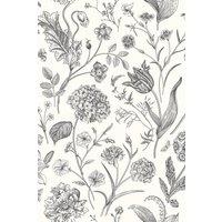 Hoopla Walls Floral Toile - Ebony 10m Wallpaper in Black