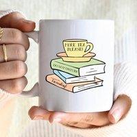 The Alphabet Gift Shop Book Stack Reading Mug in White