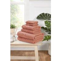 Rapport Home Linear 6 Piece Cotton Towels Bale Set Soft & Absorbent in Rose