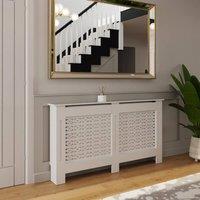FWStyle Geometric Pattern Large Grey Radiator Cover (H) 82.3 (W) 152 (D) 19cm in White