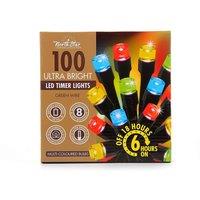 Voltico 100 LED Battery Operated Timer String Lights Dark Green Wire | Size: 10m