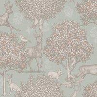 Arthouse Woodland Scene Wallpaper in Green