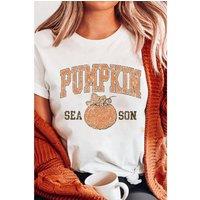 Everyday The Label Women's White PUMPKIN SEASON Cracking Printed Cotton Blend T-Shirt | Size: 22