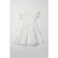 Coast Girl's Mesh Flutter Sleeve Flowergirl Dress in Ivory | Size: 10-11 Years