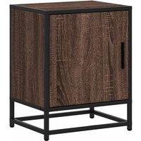 Berkfield Home Bedside Cabinet Brown Oak 40x31x50 cm Engineered Wood & Metal | Size: 40 x 31 x 50 cm