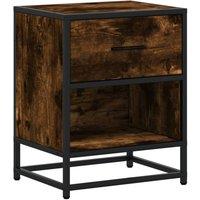 Berkfield Home Bedside Cabinet Smoked Oak 40x31x50 cm Engineered Wood in Brown | Size: 40 x 31 x 50 cm