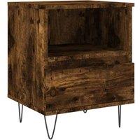 Berkfield Home Bedside Cabinet Smoked Oak 40x35x50 cm Engineered Wood in Brown | Size: 40 x 35 x 50 cm