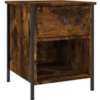 Berkfield Home Bedside Cabinet Smoked Oak 40x42x50 cm Engineered Wood in Brown | Size: 40 x 42 x 50 cm