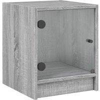 Berkfield Home Bedside Cabinet with Glass Door Grey Sonoma 35x37x42 cm | Size: 35 x 37 x 42 cm