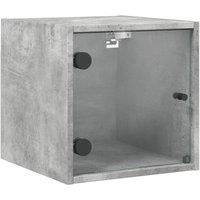 Berkfield Home Bedside Cabinet with Glass Door Concrete Grey 35x37x35 cm | Size: 35 x 37 x 35 cm