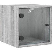 Berkfield Home Bedside Cabinet with Glass Door Grey Sonoma 35x37x35 cm | Size: 35 x 37 x 35 cm