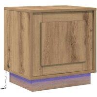 Berkfield Home Bedside Cabinet with LED Lights Artisan Oak 44x34, 5x45 cm in Brown