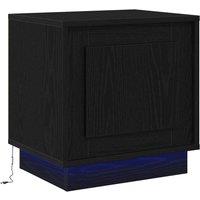 Berkfield Home Bedside Cabinet with LED Lights Black Oak 44x34, 5x45 cm
