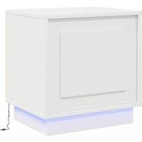 Berkfield Home Bedside Cabinet with LED Lights White 44x34, 5x45 cm