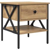 Berkfield Home Bedside Table Artisan Oak 40x42x45 cm Engineered Wood in Beige | Size: 40 x 42 x 45 cm