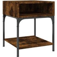 Berkfield Home Bedside Table Smoked Oak 40x41x50 cm Engineered Wood in Brown | Size: 40 x 41 x 50 cm