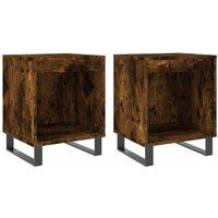 Berkfield Home Bedside Cabinets 2 pcs Smoked Oak 40x35x50 cm Engineered Wood in Brown | Size: 40 x 35 x 50 cm