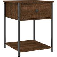 Berkfield Home Bedside Table Brown Oak 44x45x58 cm Engineered Wood | Size: 44 x 45 x 58 cm