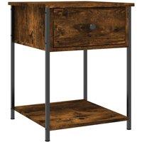 Berkfield Home Bedside Table Smoked Oak 44x45x58 cm Engineered Wood in Brown | Size: 44 x 45 x 58 cm