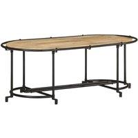 Berkfield Home Coffee Table 110x55x40 cm Solid Wood Rough Mango in Brown | Size: 110 x 55 x 40 cm