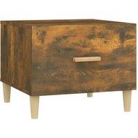 Berkfield Home Coffee Table Smoked Oak 50x50x40 cm Engineered Wood in Brown | Size: 50 x 50 x 40 cm