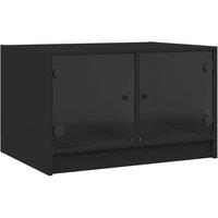 Berkfield Home Coffee Table with Glass Doors Black 68x50x42 cm | Size: 68 x 50 x 42 cm